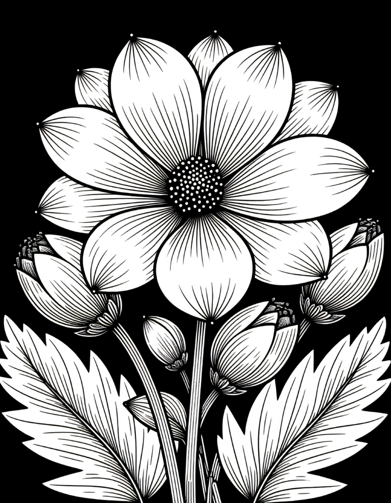 Coloriage tulipe simple, fleur épanouie