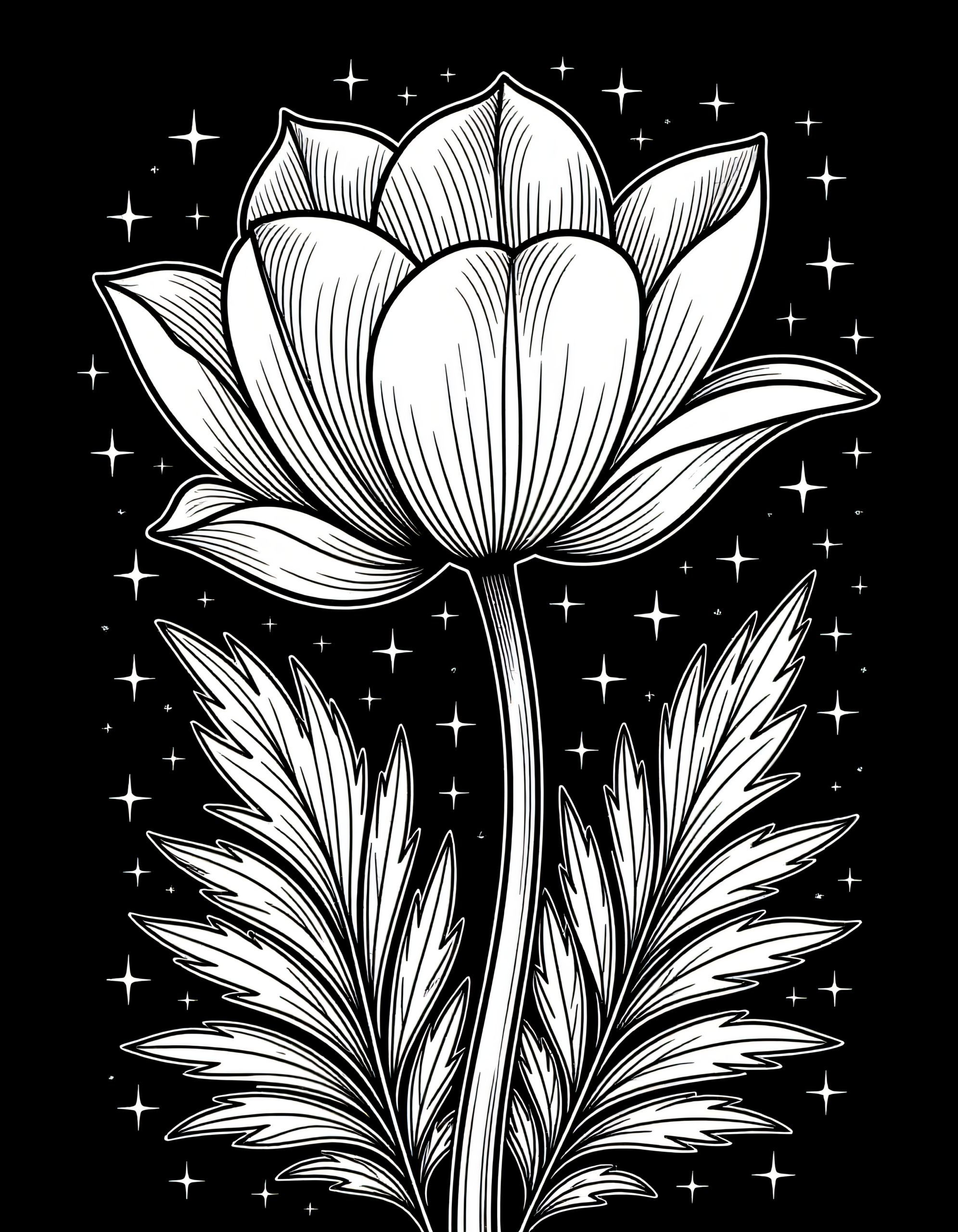 Coloriage tulipe, variante 4