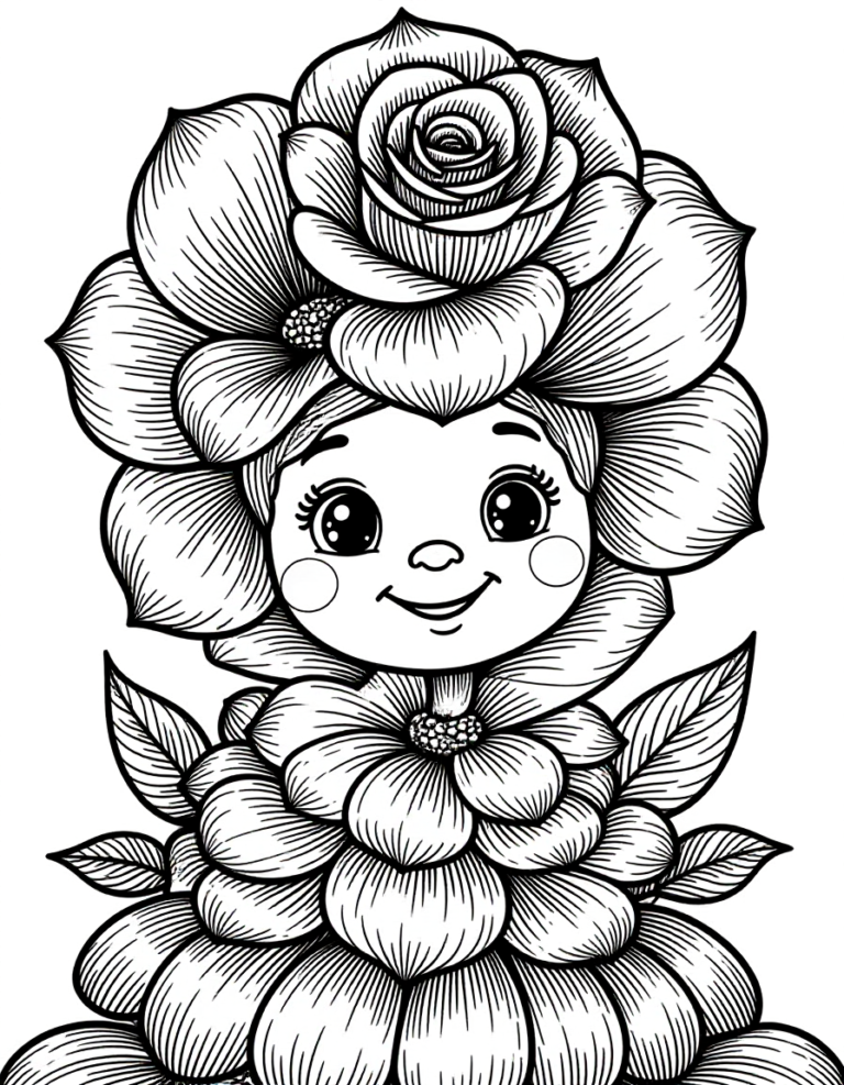 Coloriage rose aux pétales enroulés à imprimer