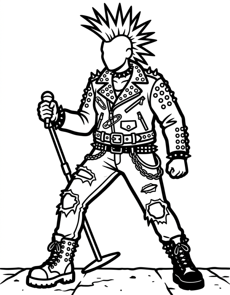 Coloriage style punk rock star à imprimer