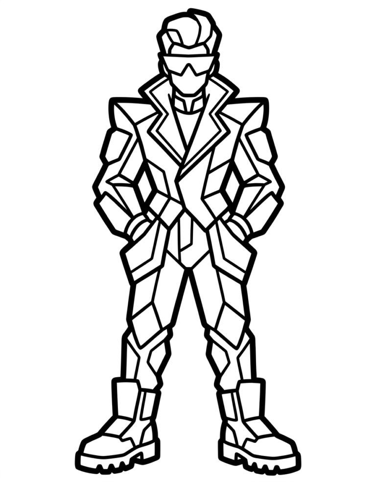 Coloriage style cyberpunk armure futuriste