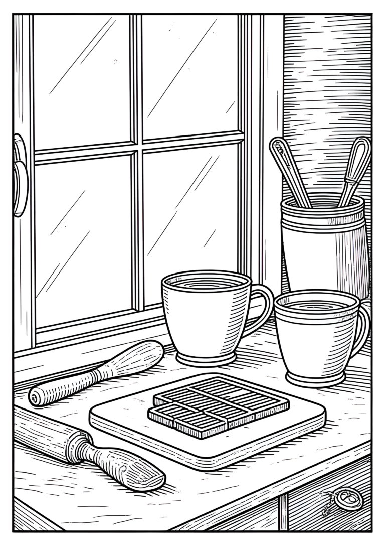 Coloriage atelier de chocolaterie à imprimer gratuitement