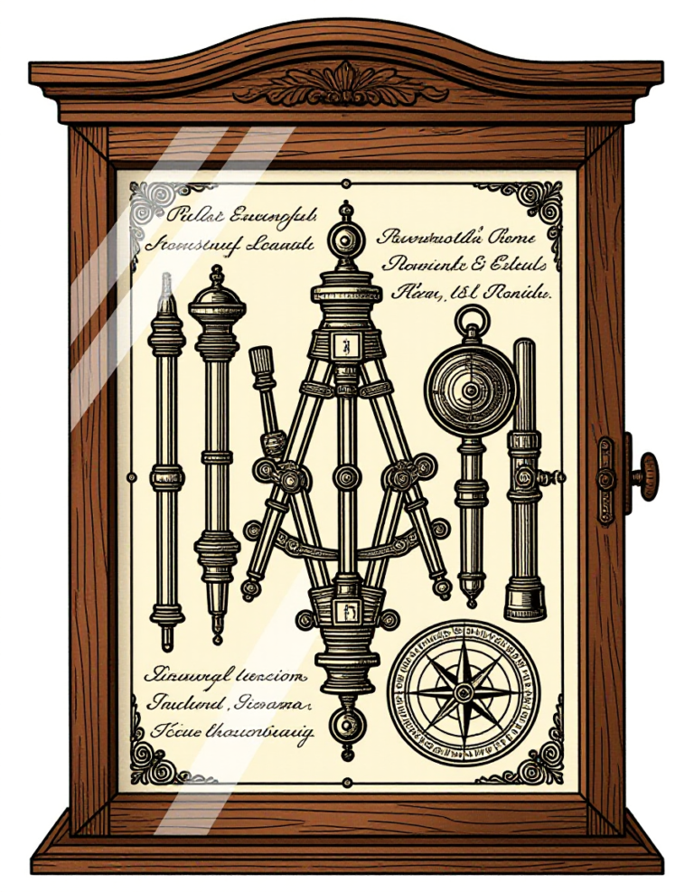 Coloriage Meuble Vitrine Instruments Scientifiques et Cartographiques à imprimer gratuitement