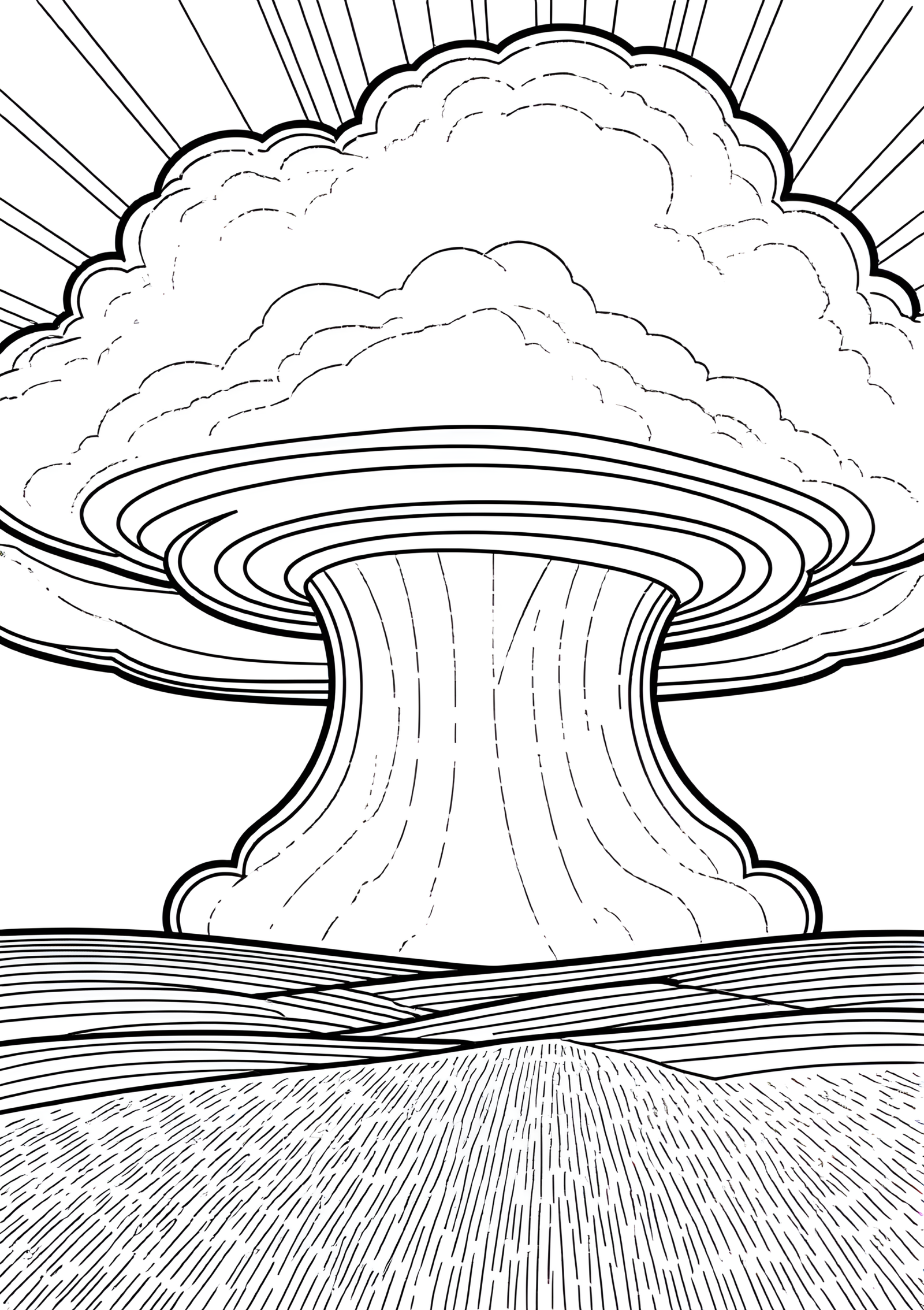 Coloriage Orage Supercellé sur Plaines Ouvertes Détaillé, variante 1