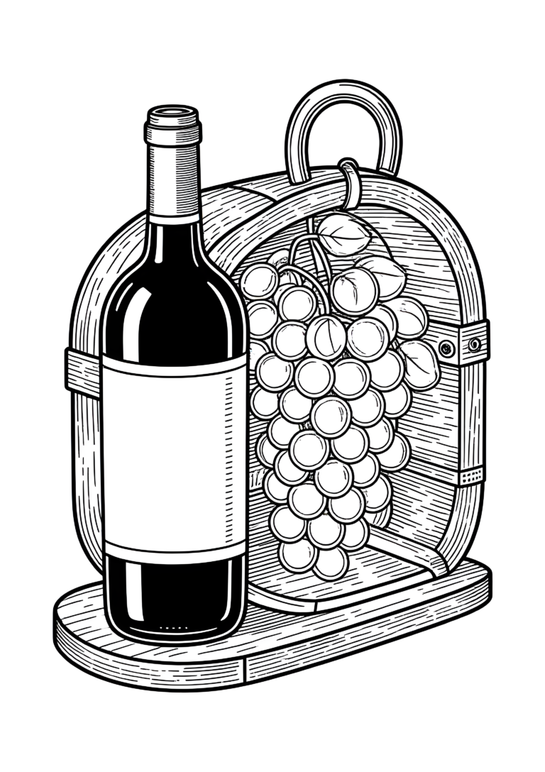 Coloriage Cadenas À Vin Sur Porte Rustique à imprimer gratuitement