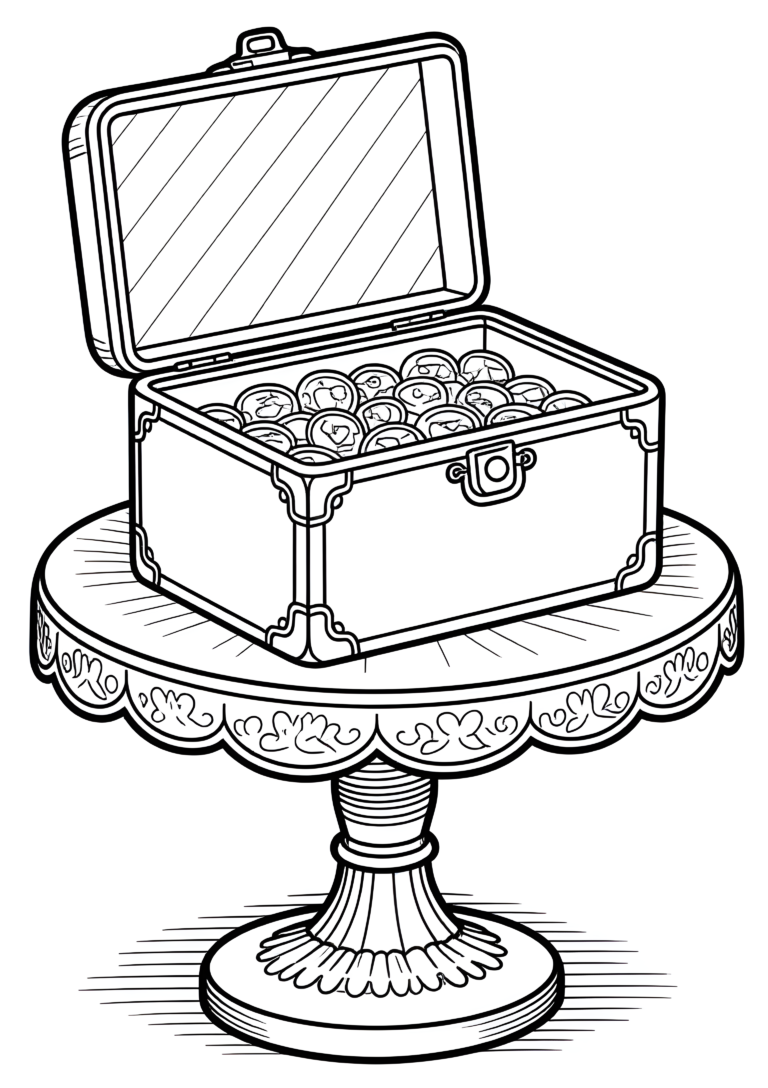 Coloriage Boîte pique-nique sur piédestal sculpté à imprimer gratuitement