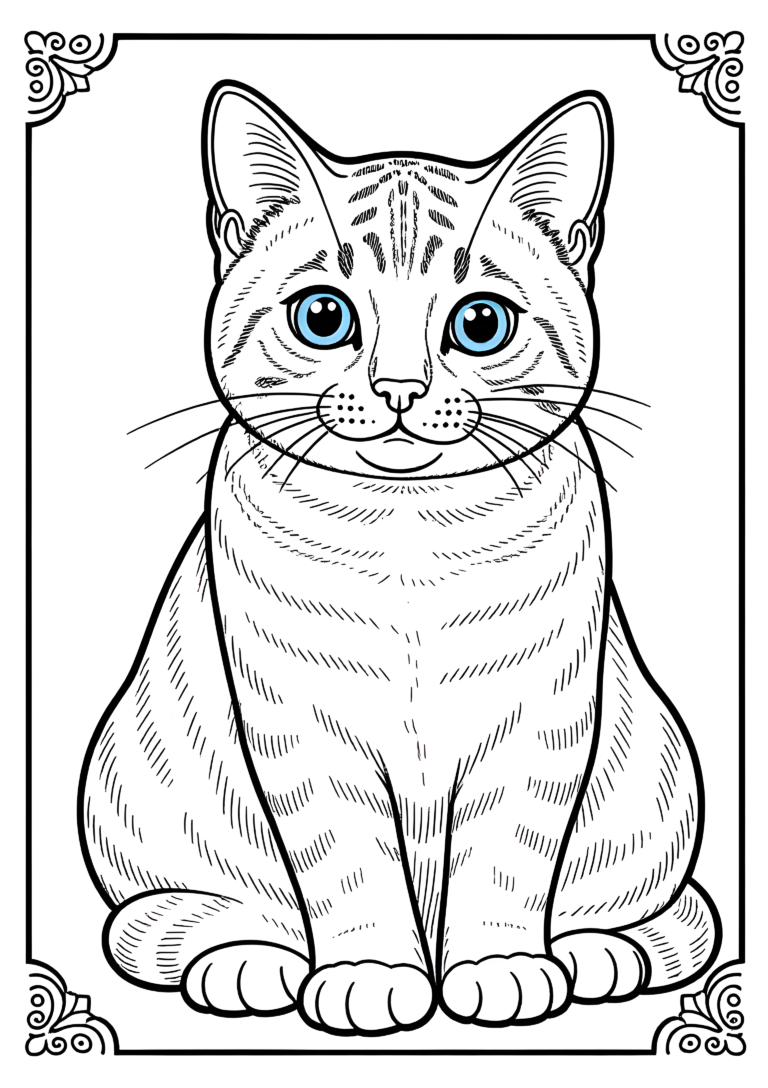 Coloriage Chat Bengal Encre et Couleur Facile à imprimer gratuitement
