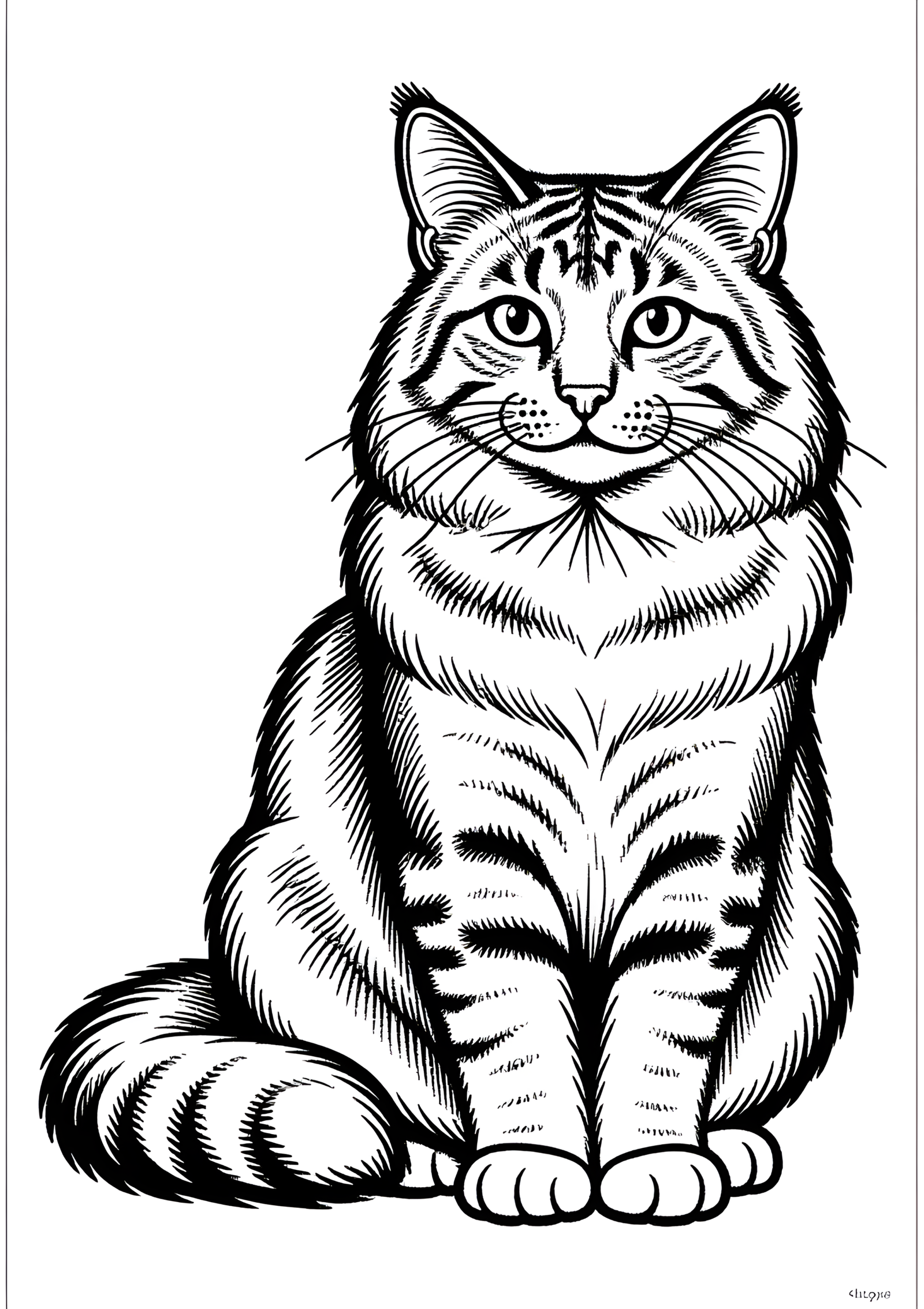 Coloriage Somali Chat Assis Motifs Simples Faciles, variante 1