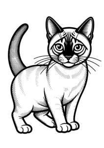 Coloriage Siamese Étirement Chat Dessin À Colorier Simple