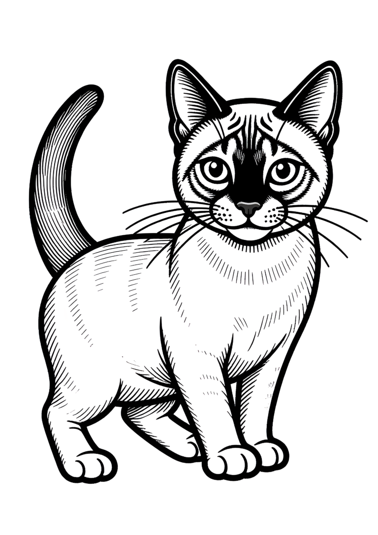Coloriage Siamese Étirement Chat Dessin À Colorier Simple à imprimer gratuitement