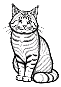 Coloriage Sujet de coloriage Chat Highlander Simplifié
