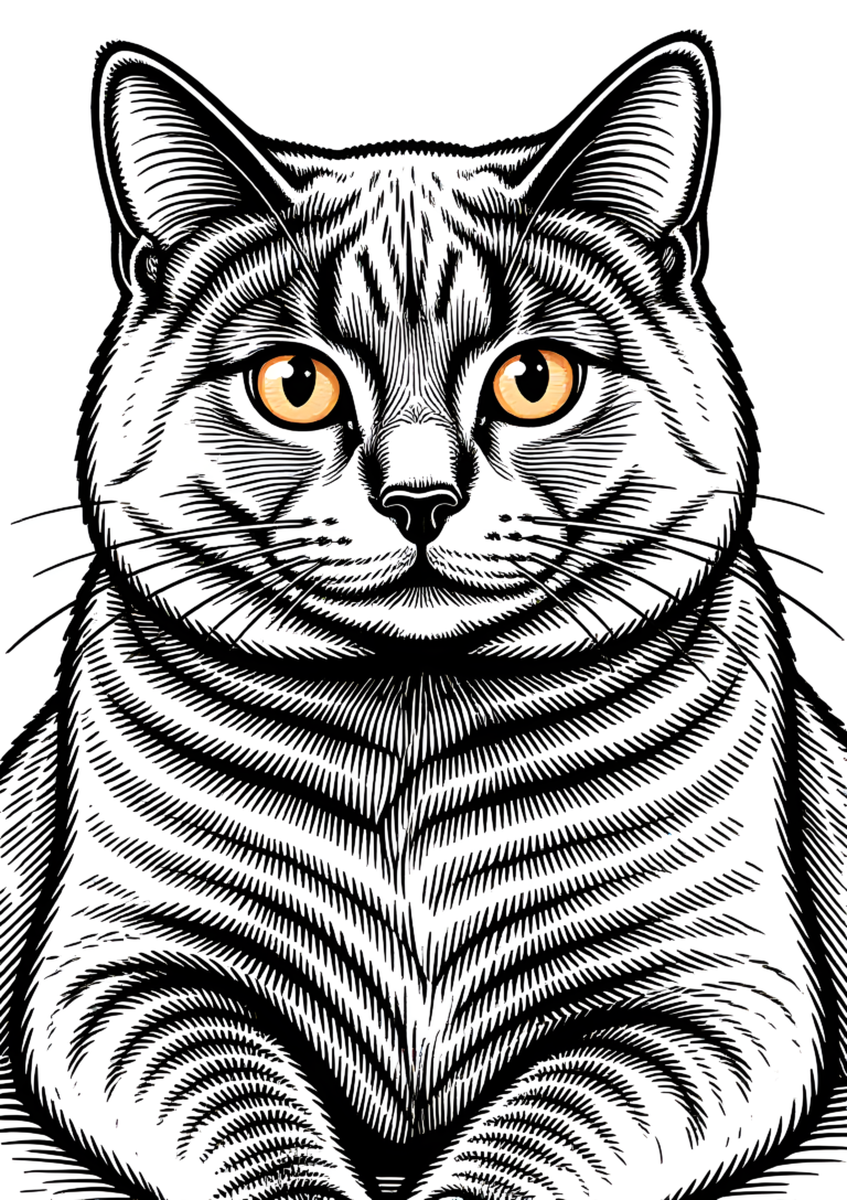 Coloriage Chat Chartreux À Colorier Simple Design à imprimer gratuitement