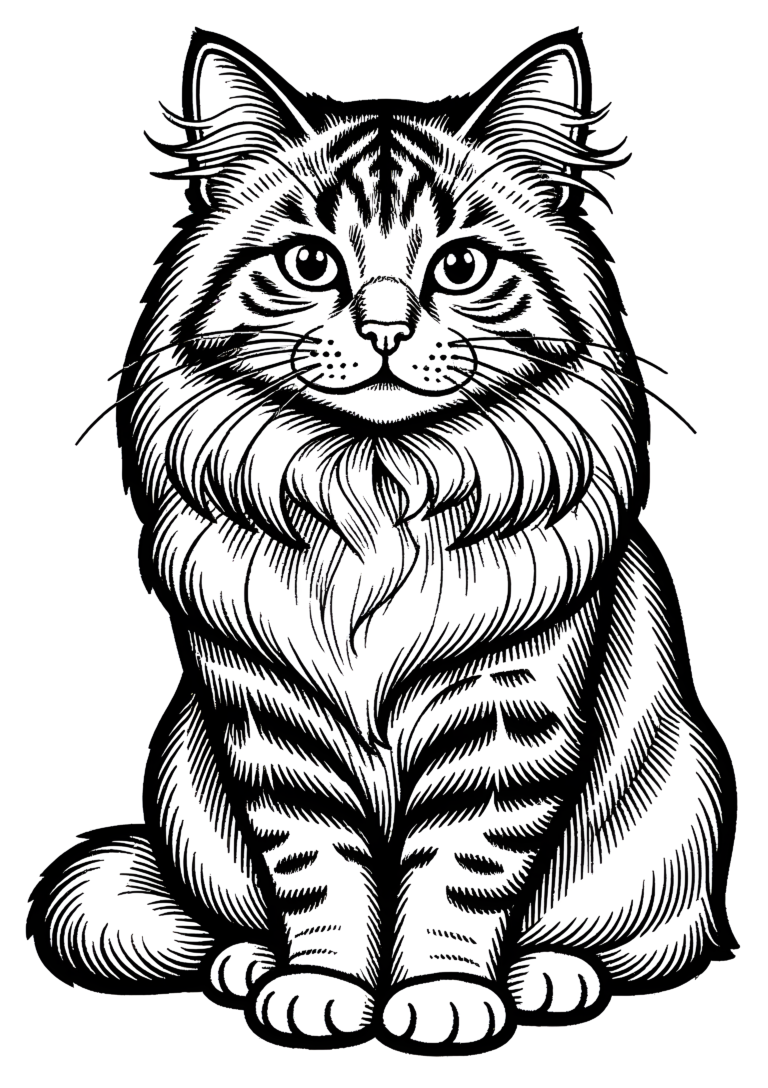 Coloriage Chat Chantilly-Tiffany À Colorier Simplement à imprimer gratuitement