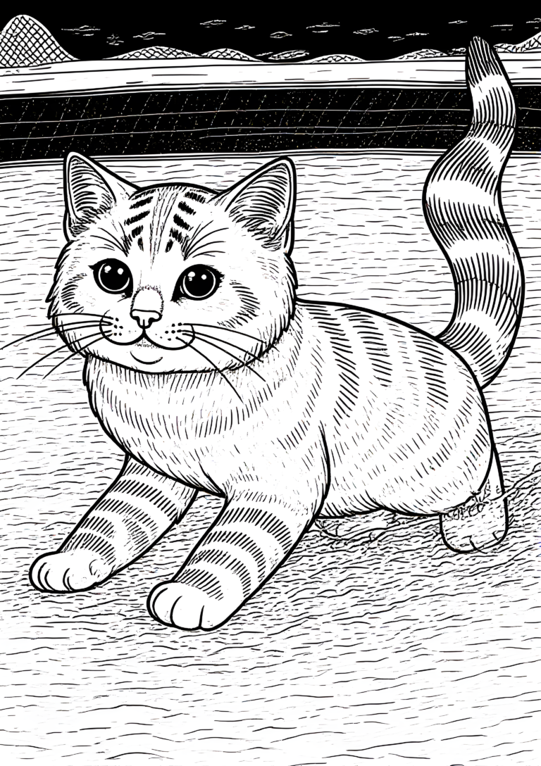 Coloriage Van Chat Prêt à Nager Dessin à Colorier à imprimer gratuitement