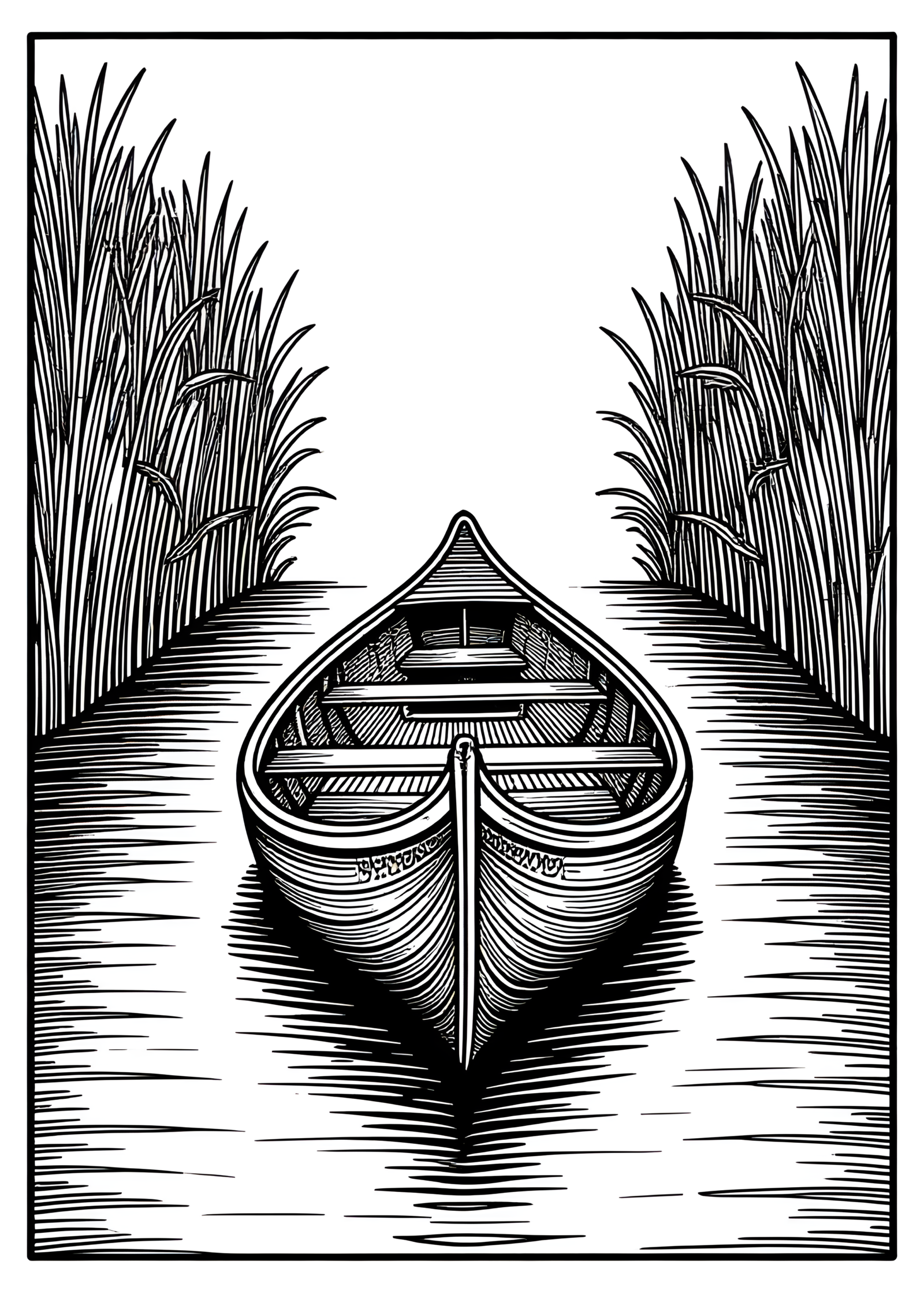 Coloriage Barque sculptée amérindienne, variante 1