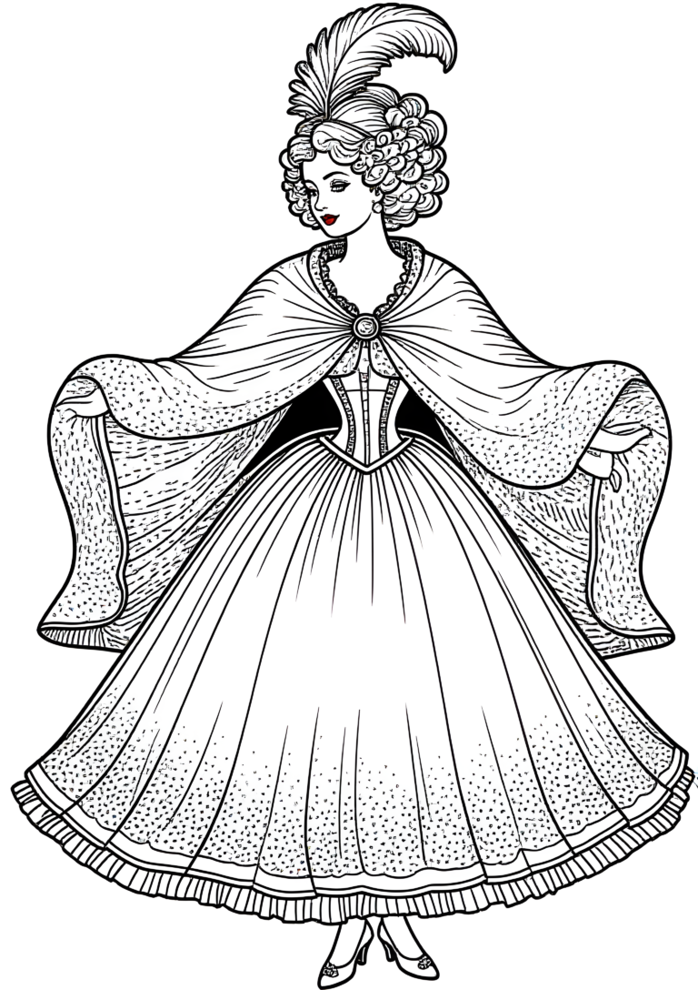 Coloriage Robe Poodle des Années 1950 à imprimer gratuitement