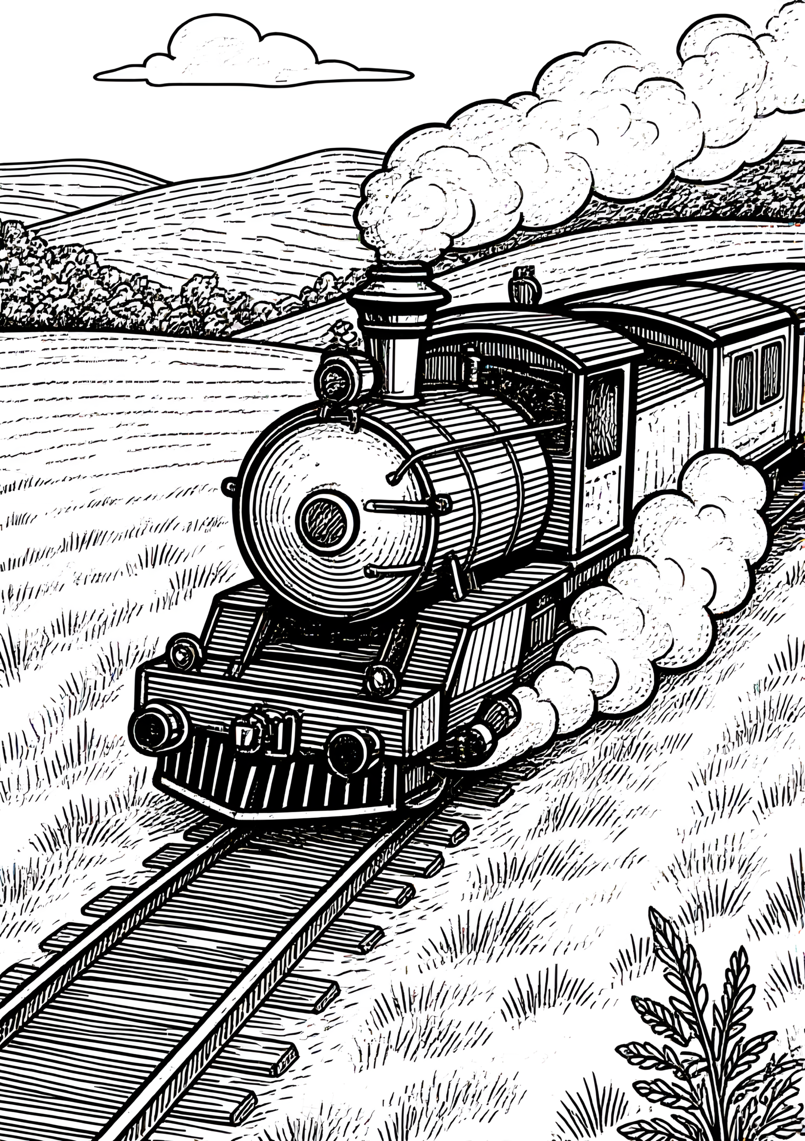 Coloriage Avion Contre Train Vintage à imprimer gratuitement