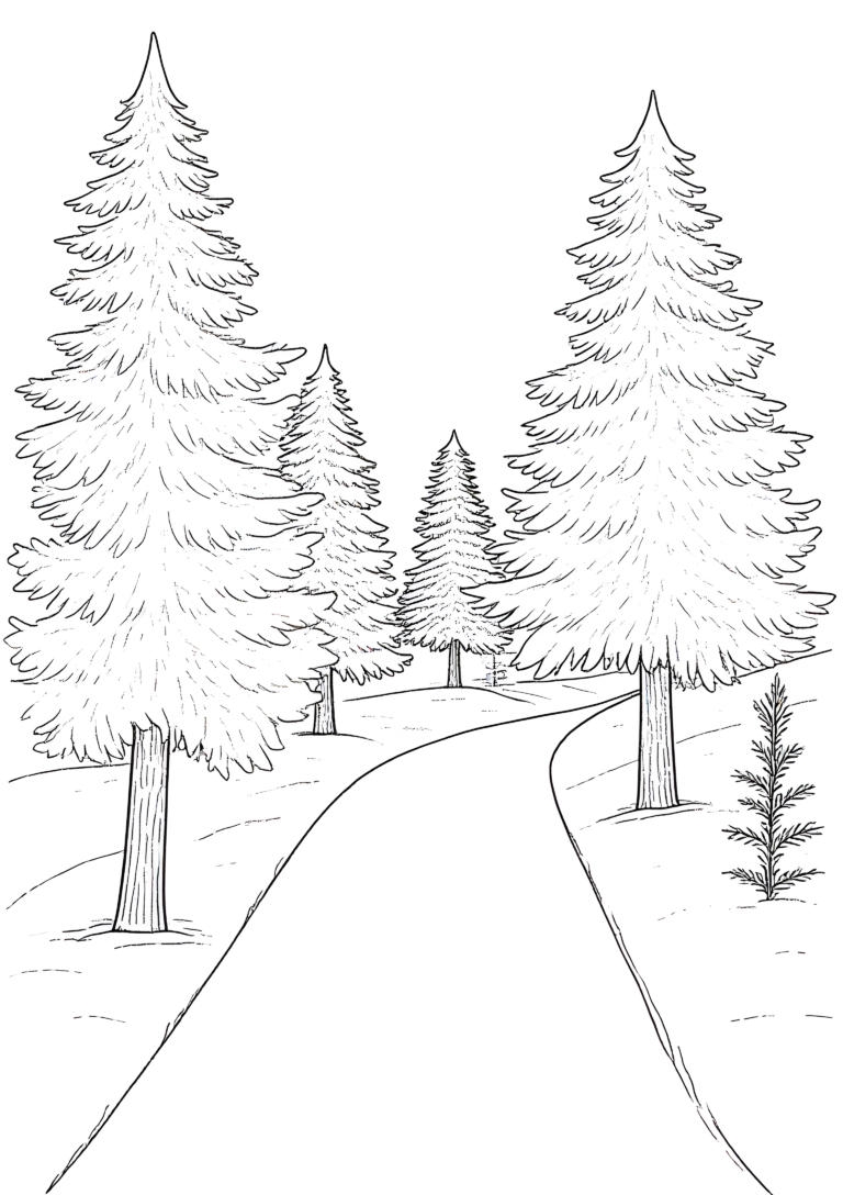 Coloriage Canal d’Hiver dans la Brume à imprimer gratuitement