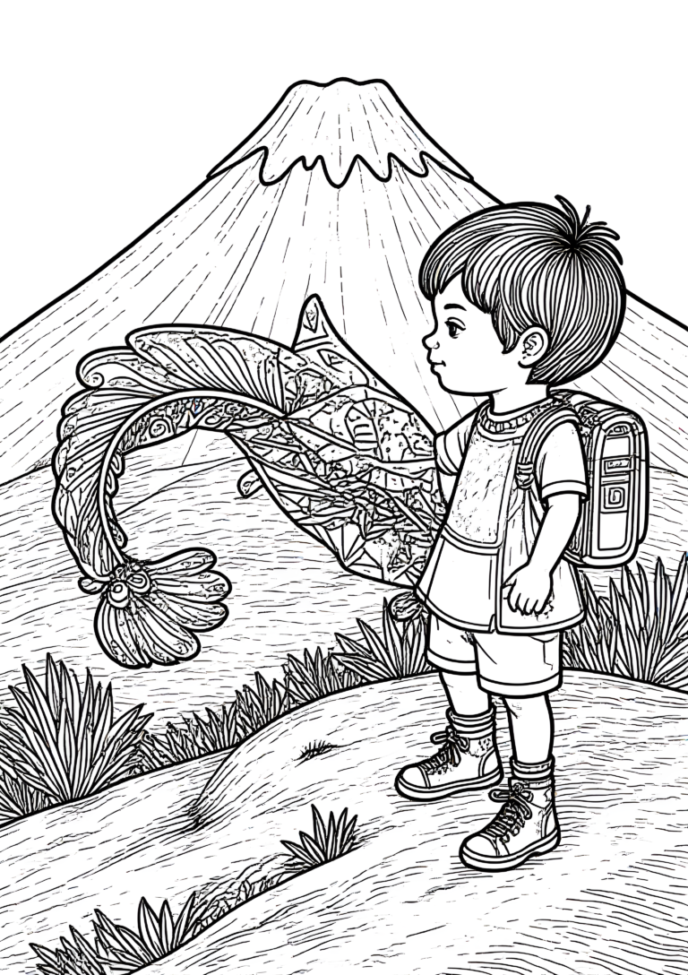 Coloriage Cerf-Volant Balinais à Queue Ornée à imprimer gratuitement