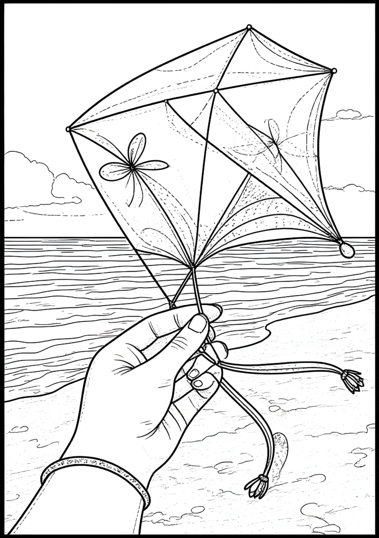 Coloriage Cerf-Volant Miniature Entre Deux Doigts à imprimer gratuitement