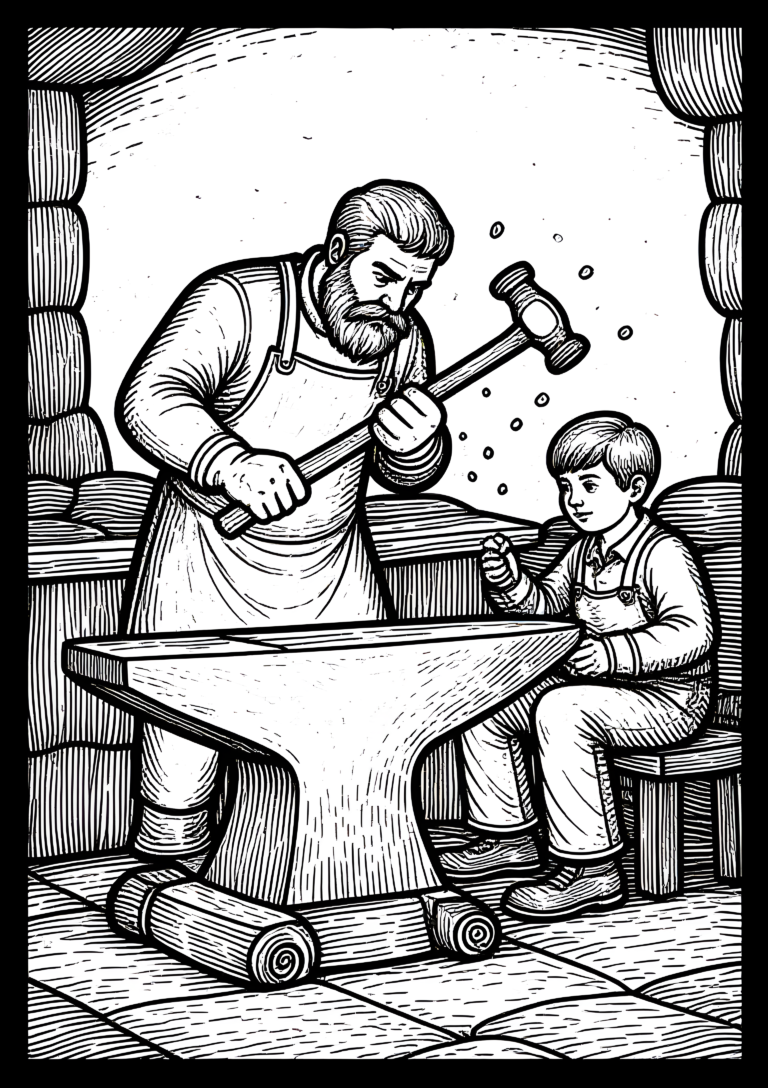Coloriage atelier de forge à imprimer gratuitement