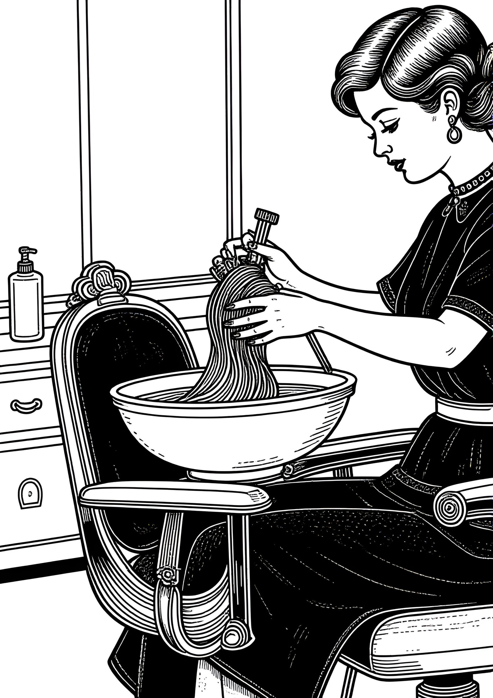 Coloriage Salon De Coiffure Vintage à imprimer gratuitement