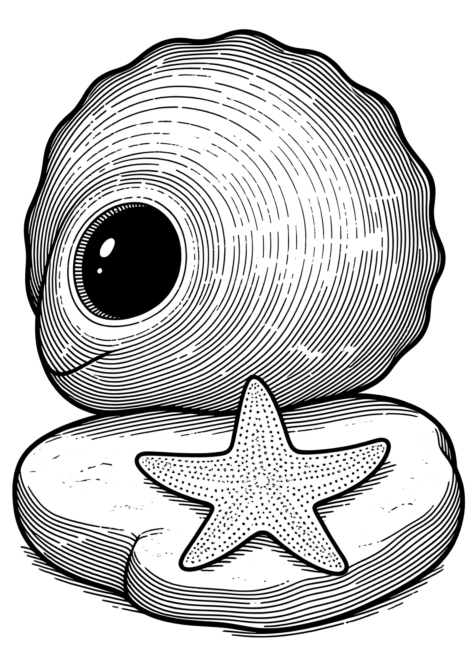 Coloriage COQUILLAGE CYPRÉE, variante 1