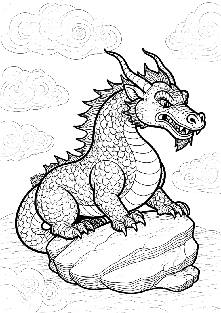 Coloriage Dragon Européen Gardien de Caverne à imprimer gratuitement
