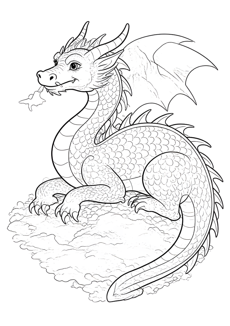 Coloriage Dragon de Montagne au Trésor à imprimer gratuitement