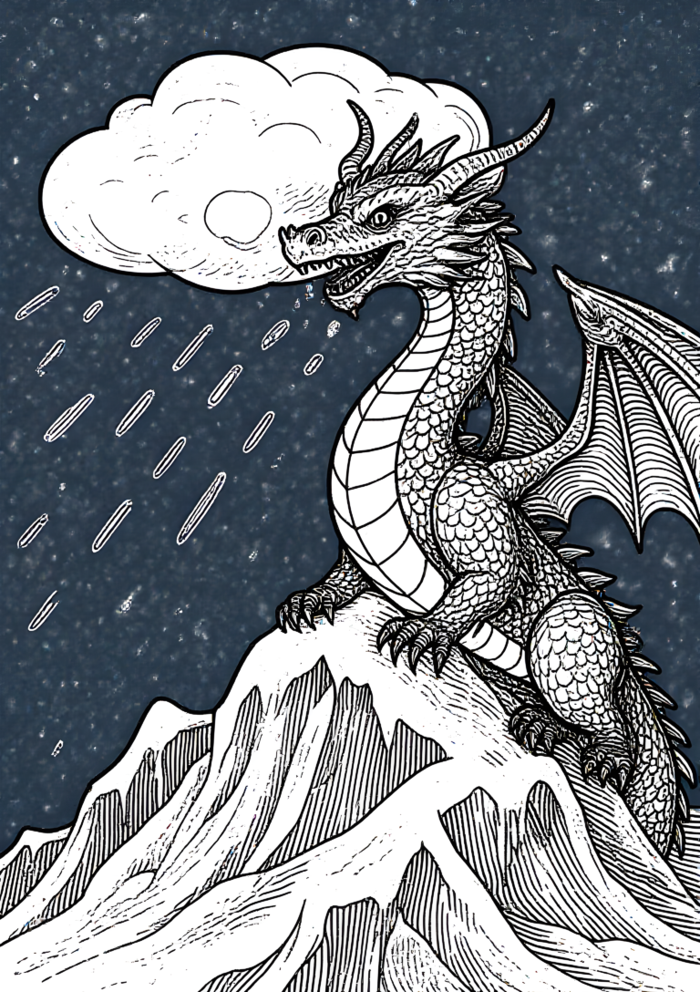 Coloriage Dragon des Neiges du Pic Gelé à imprimer gratuitement