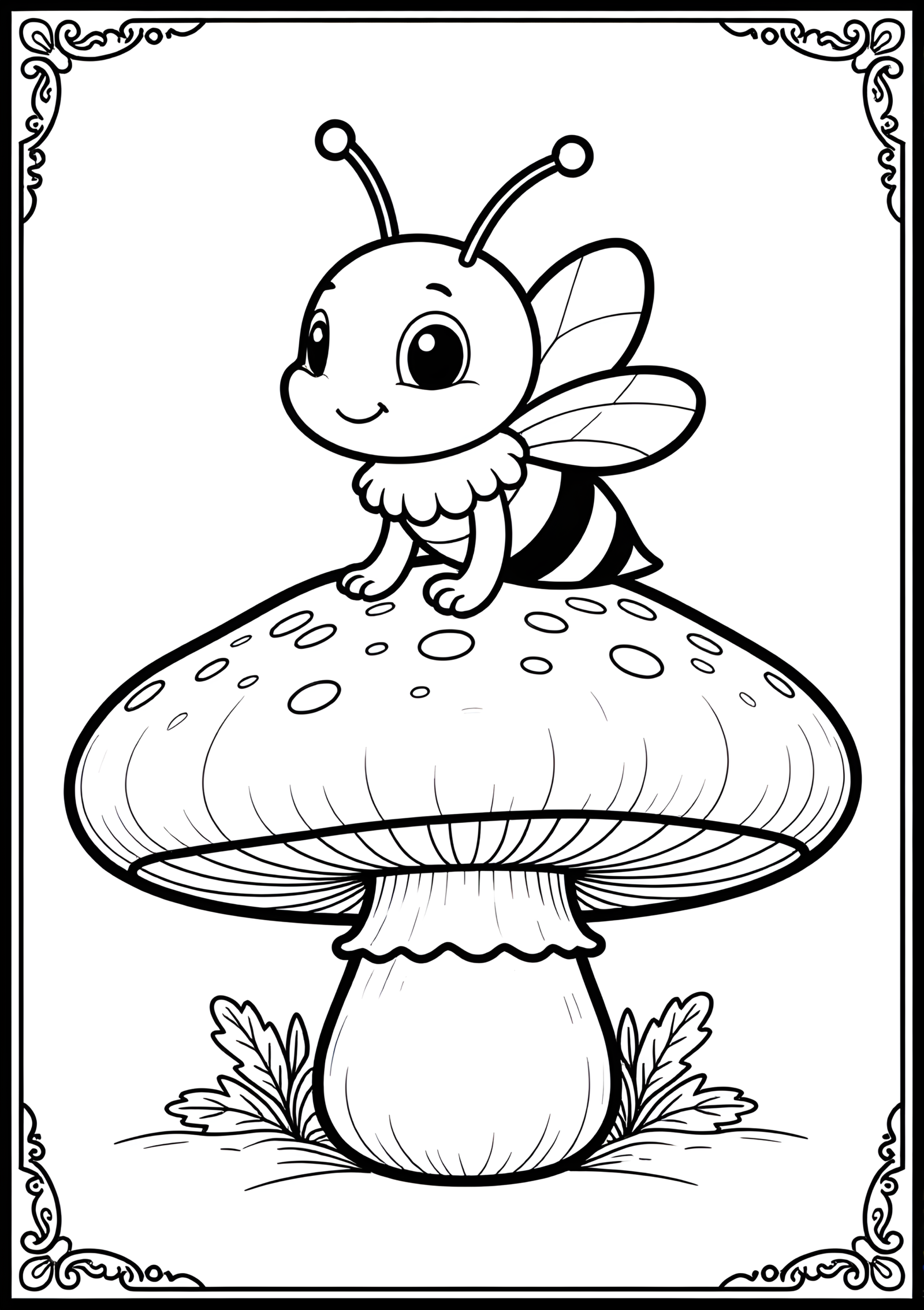 Coloriage Coloriage Elfes sur Champignon, variante 1
