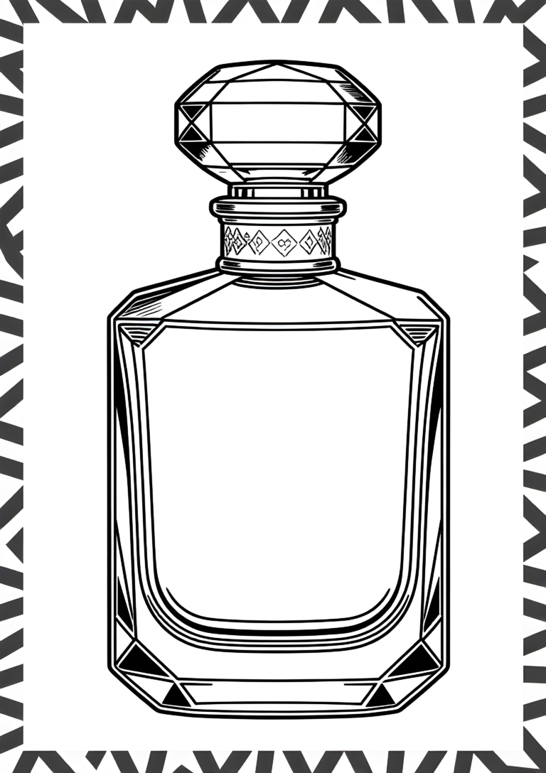 Coloriage Flacon Baccarat à Bouchon Art Déco à imprimer gratuitement