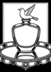 Coloriage Flacon de Parfum à Oiseau Doré