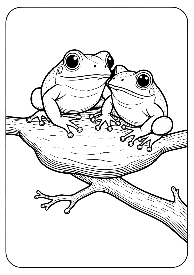 Coloriage Grenouilles Sur Pierre À Moitié Immergée à imprimer gratuitement