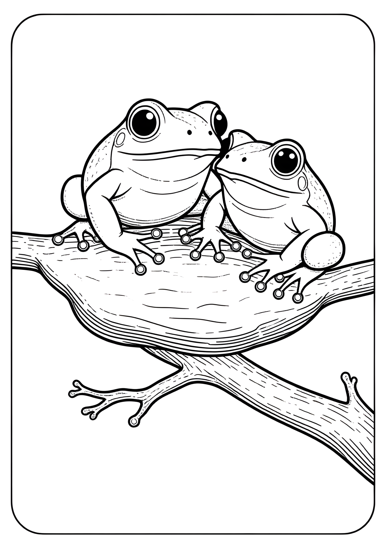 Coloriage Grenouilles Sur Pierre À Moitié Immergée à imprimer gratuitement