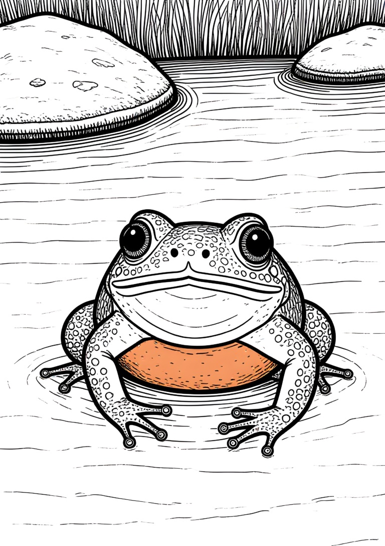 Coloriage Crapaud À Ventre De Feu à imprimer gratuitement