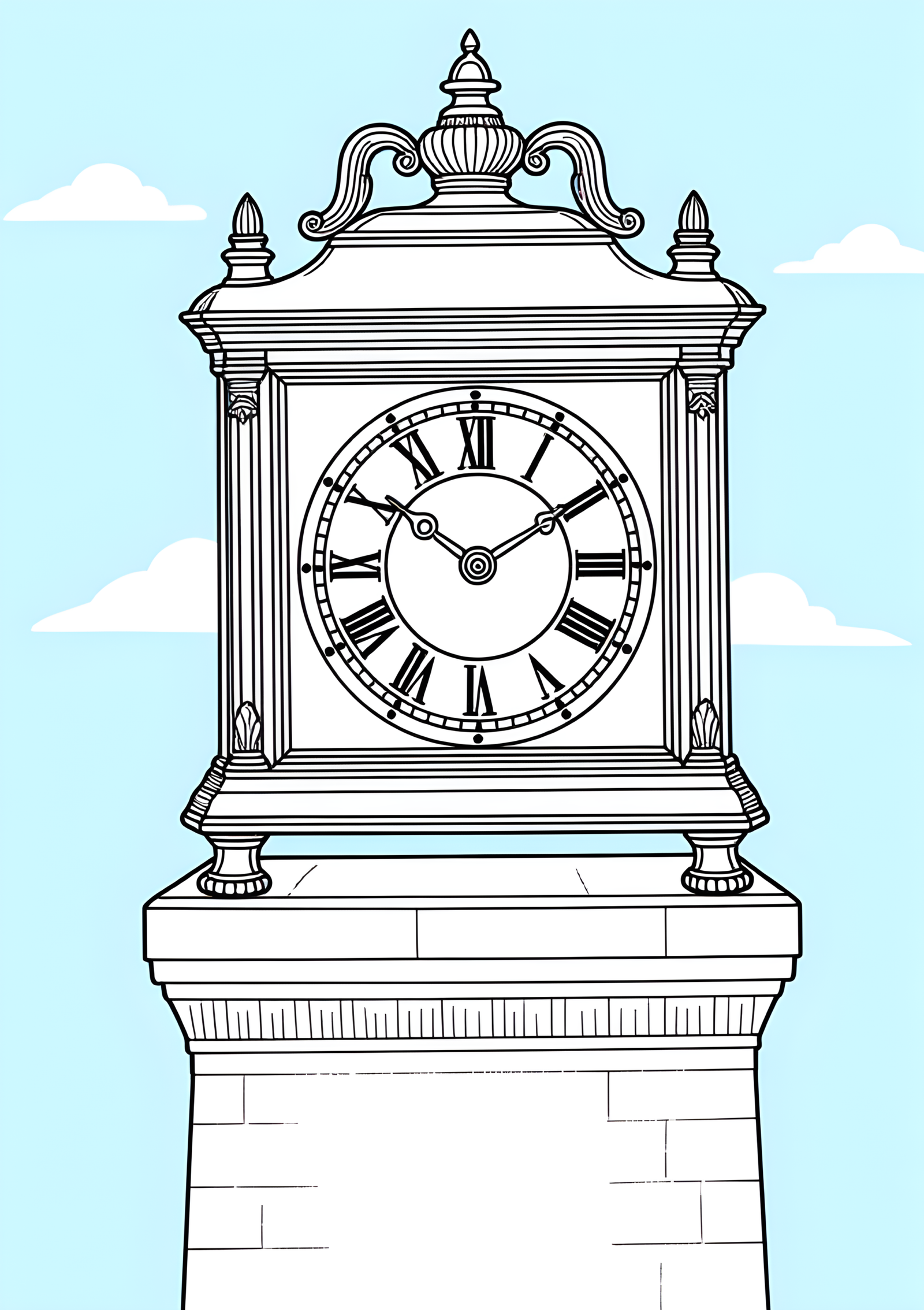 Coloriage Pendule de Voyage en Laiton, variante 1