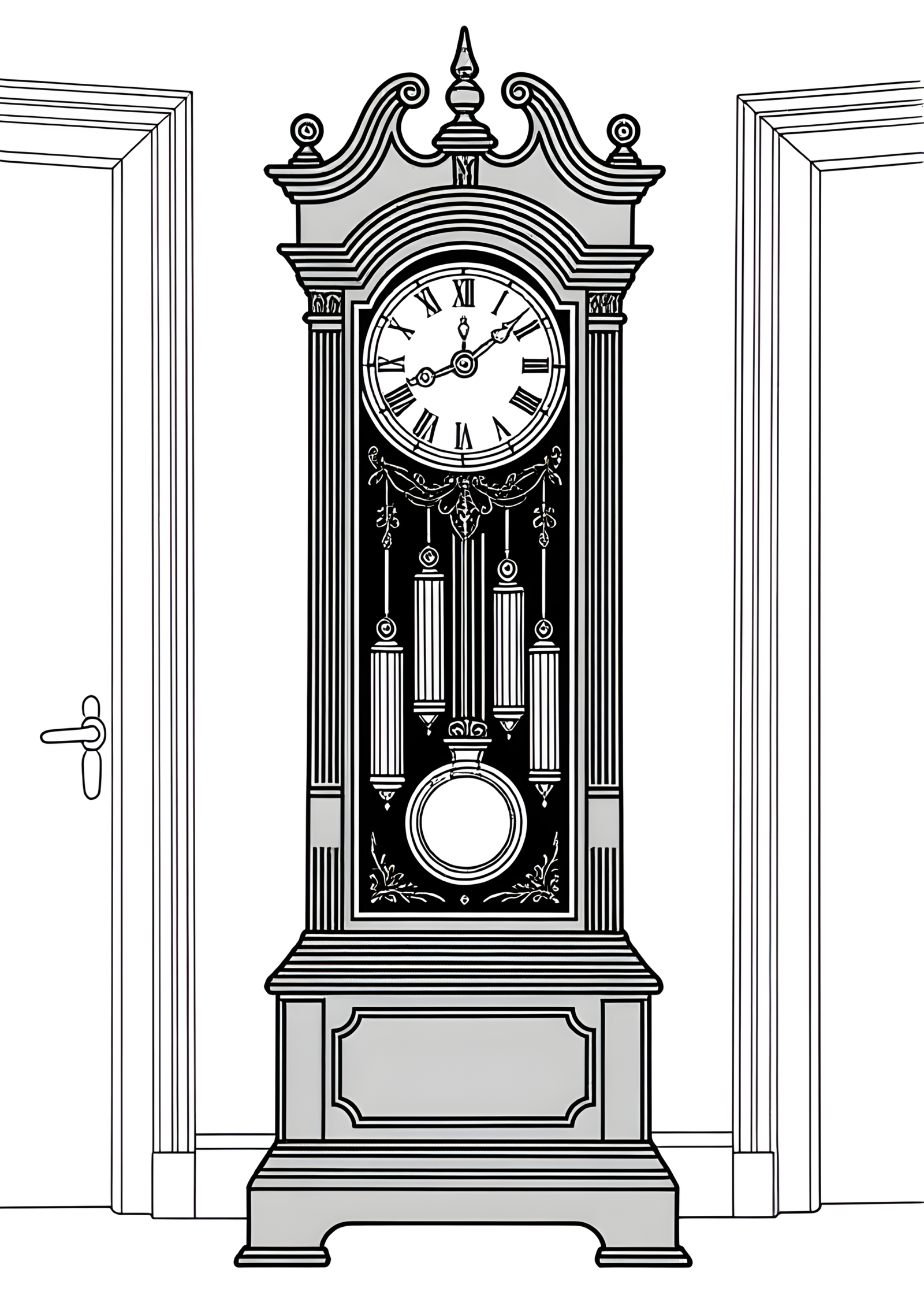 Coloriage Horloge Comtoise, variante 1