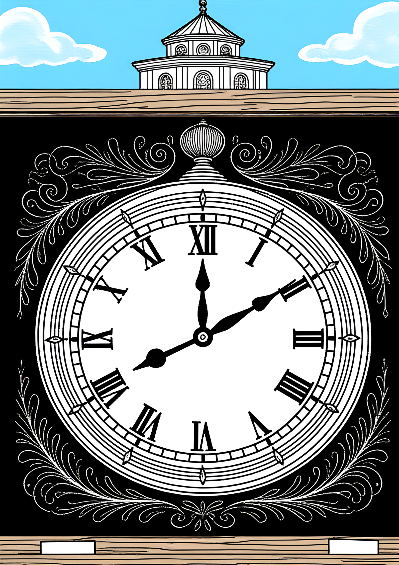 Coloriage Horloge Murale D’École à imprimer gratuitement