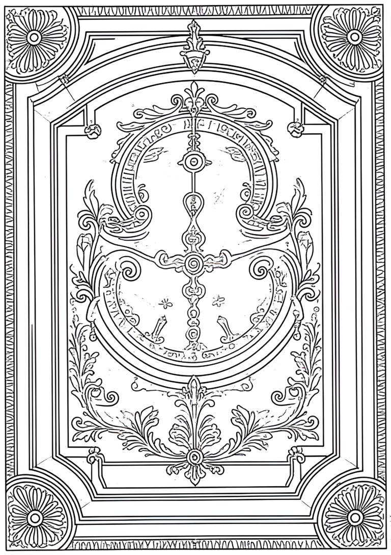 Coloriage Horloge d’édifice à chiffres romains à imprimer gratuitement