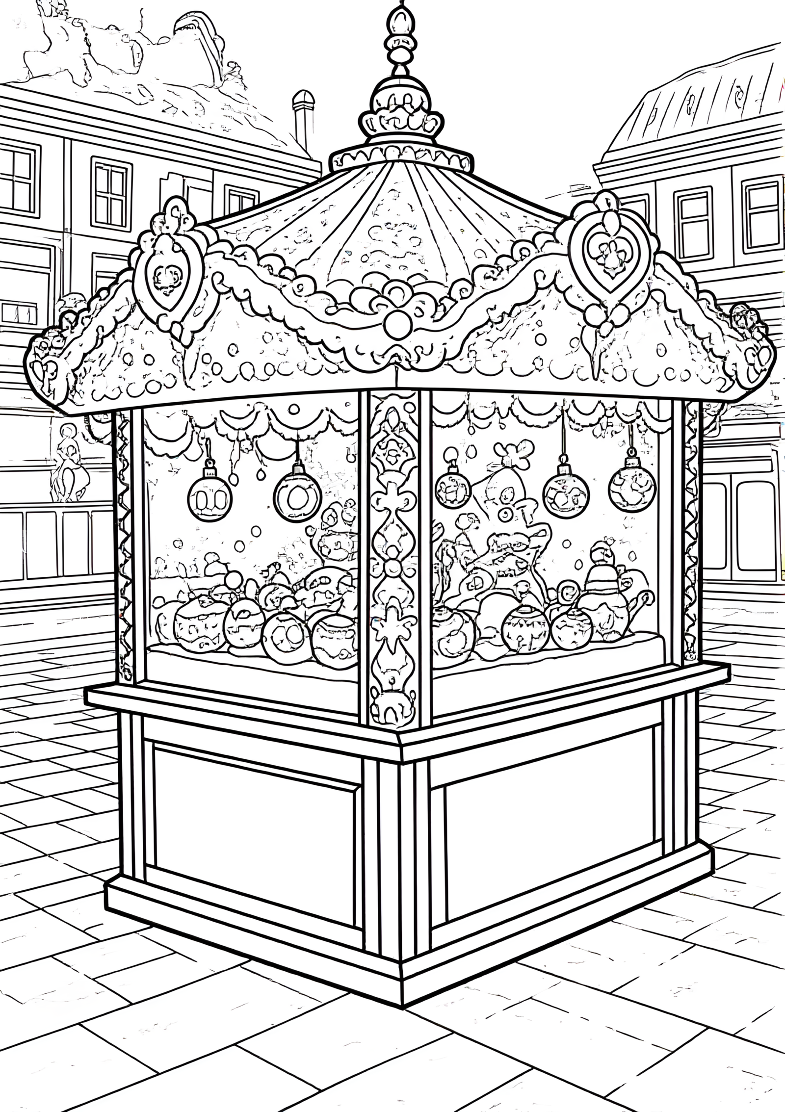 Coloriage Kiosque À Pain D’Épices Russe à imprimer gratuitement