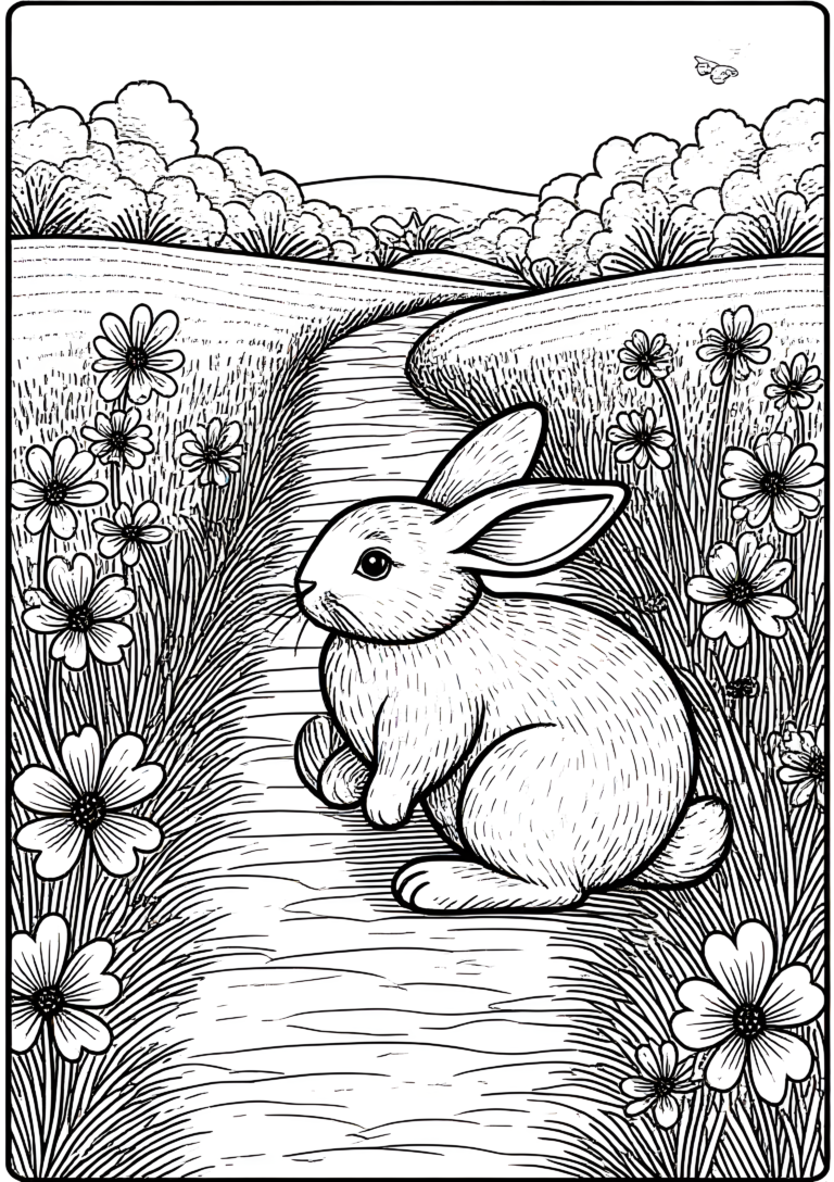Coloriage Lapin Se Lavant Les Oreilles à imprimer gratuitement