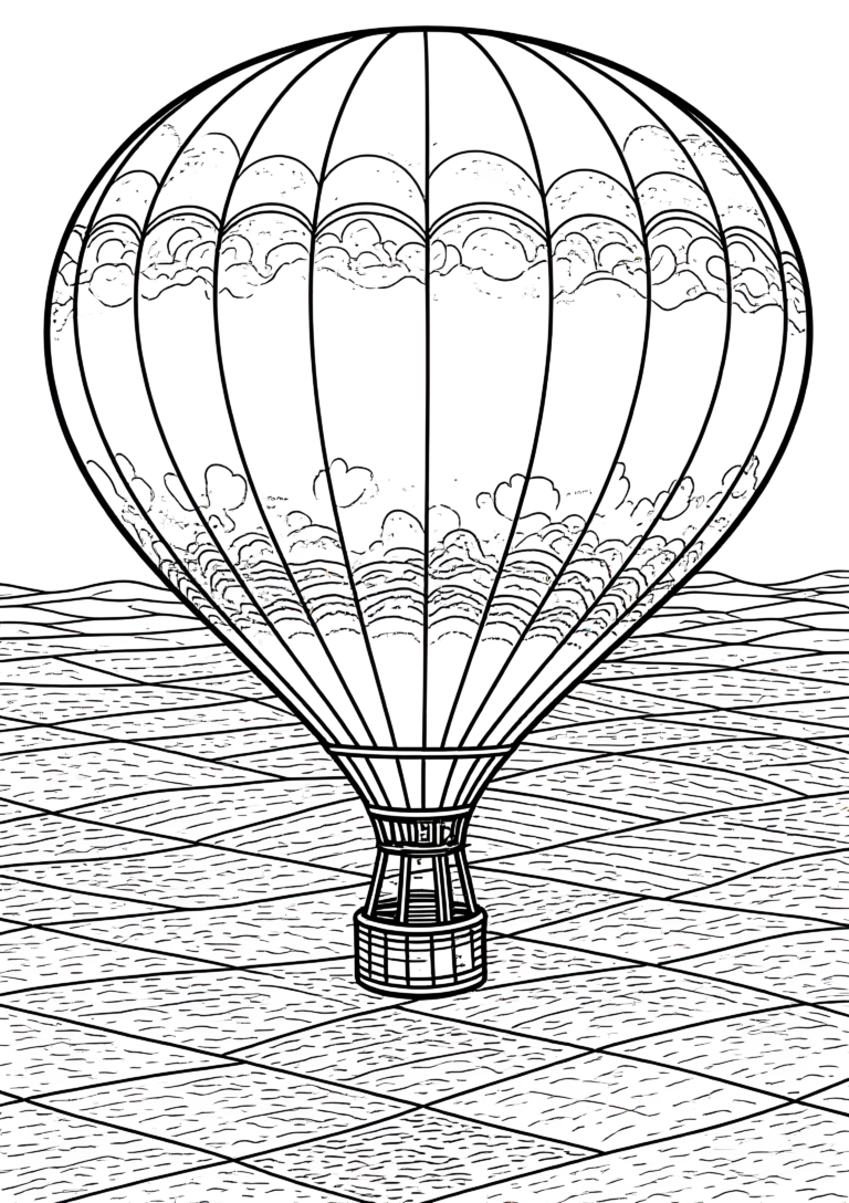 Coloriage Montgolfière au-dessus d'un Canyon Désertique à imprimer gratuitement