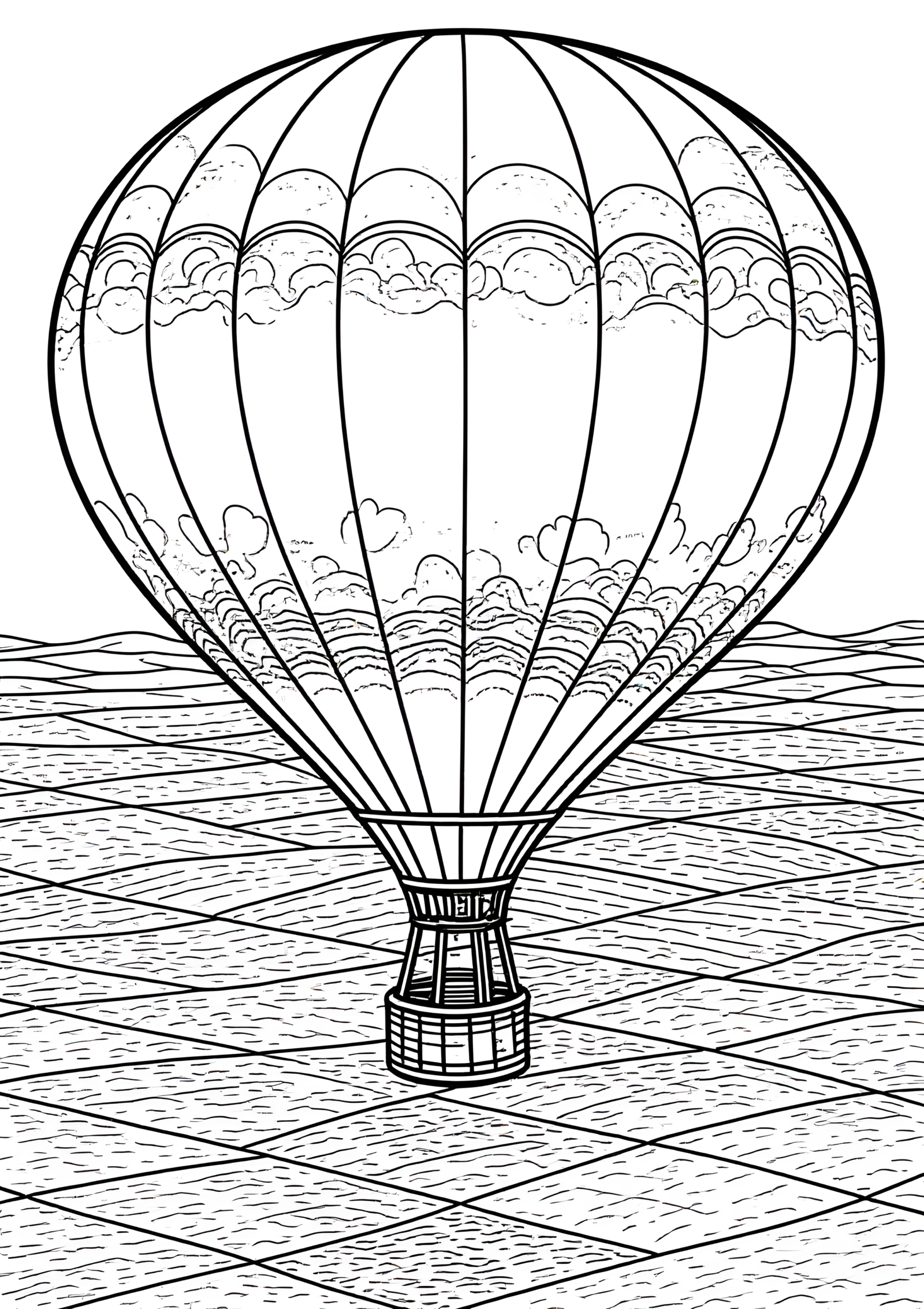 Coloriage Montgolfière au-dessus d'un Canyon Désertique à imprimer gratuitement