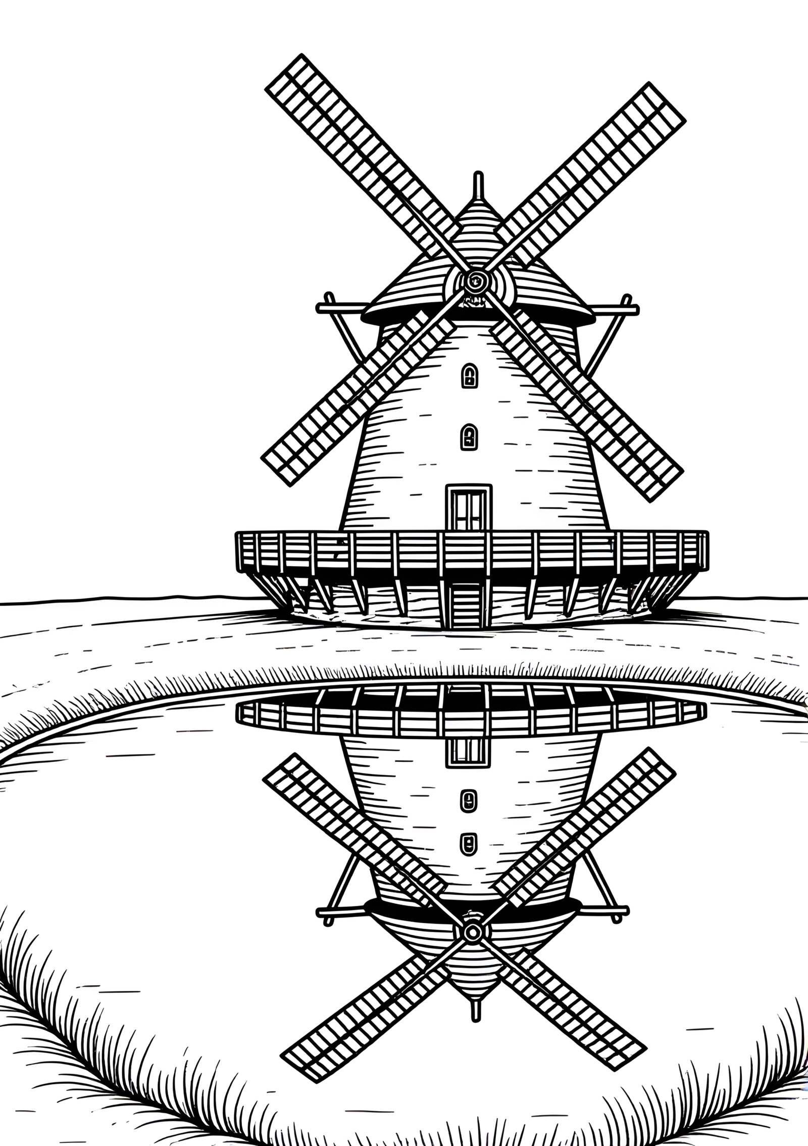 Coloriage Moulin Portugais à Coupole Conique à imprimer gratuitement