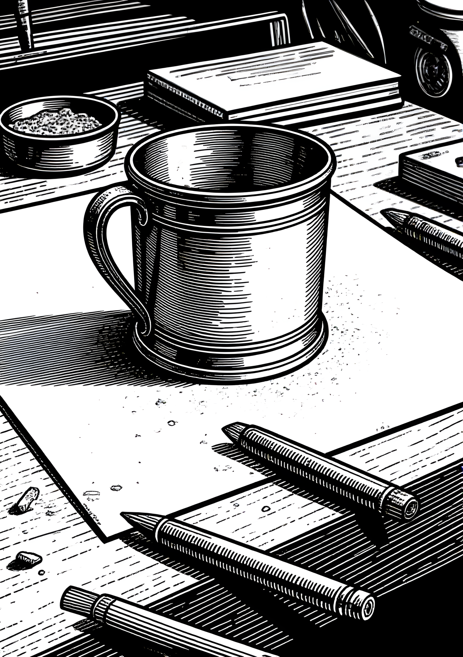 Coloriage atelier d'orfèvrerie aux copeaux de bois, variante 2