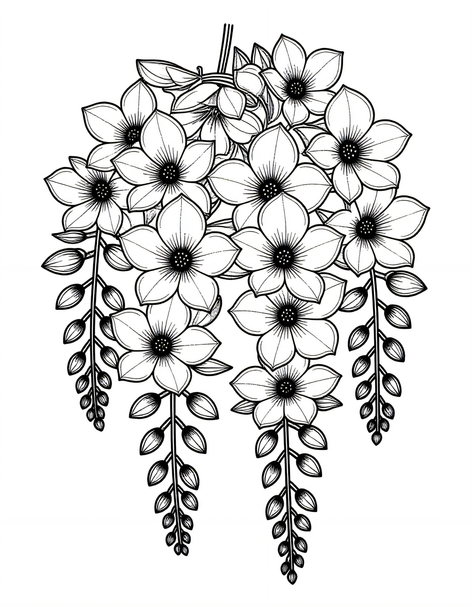 Coloriage Glycine, variante 2