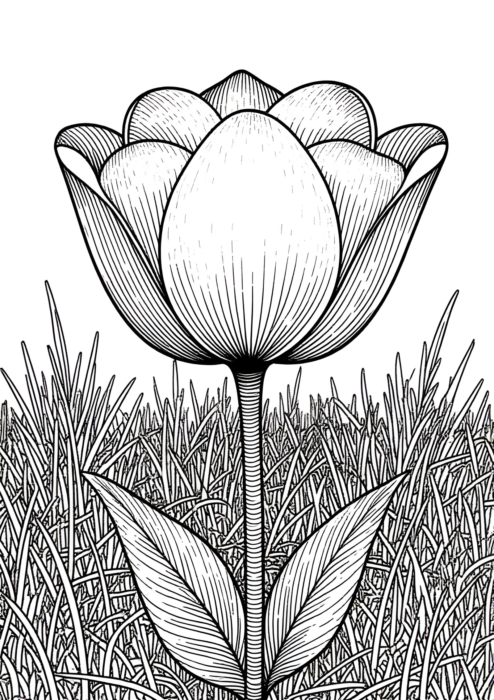 Coloriage Tulipe dans les Hautes Herbes, variante 2