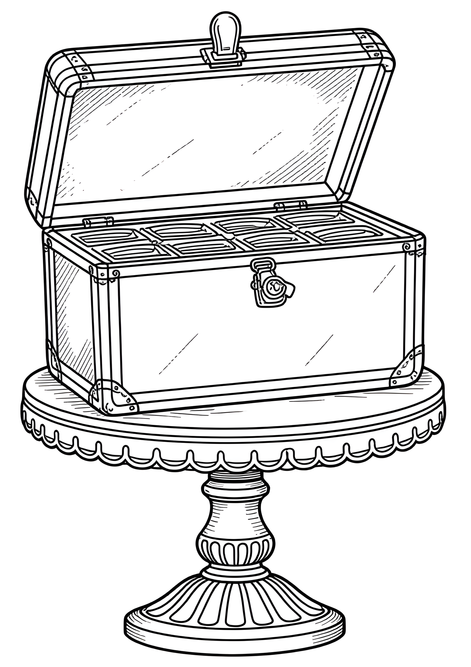 Coloriage Boîte pique-nique sur piédestal sculpté, variante 2