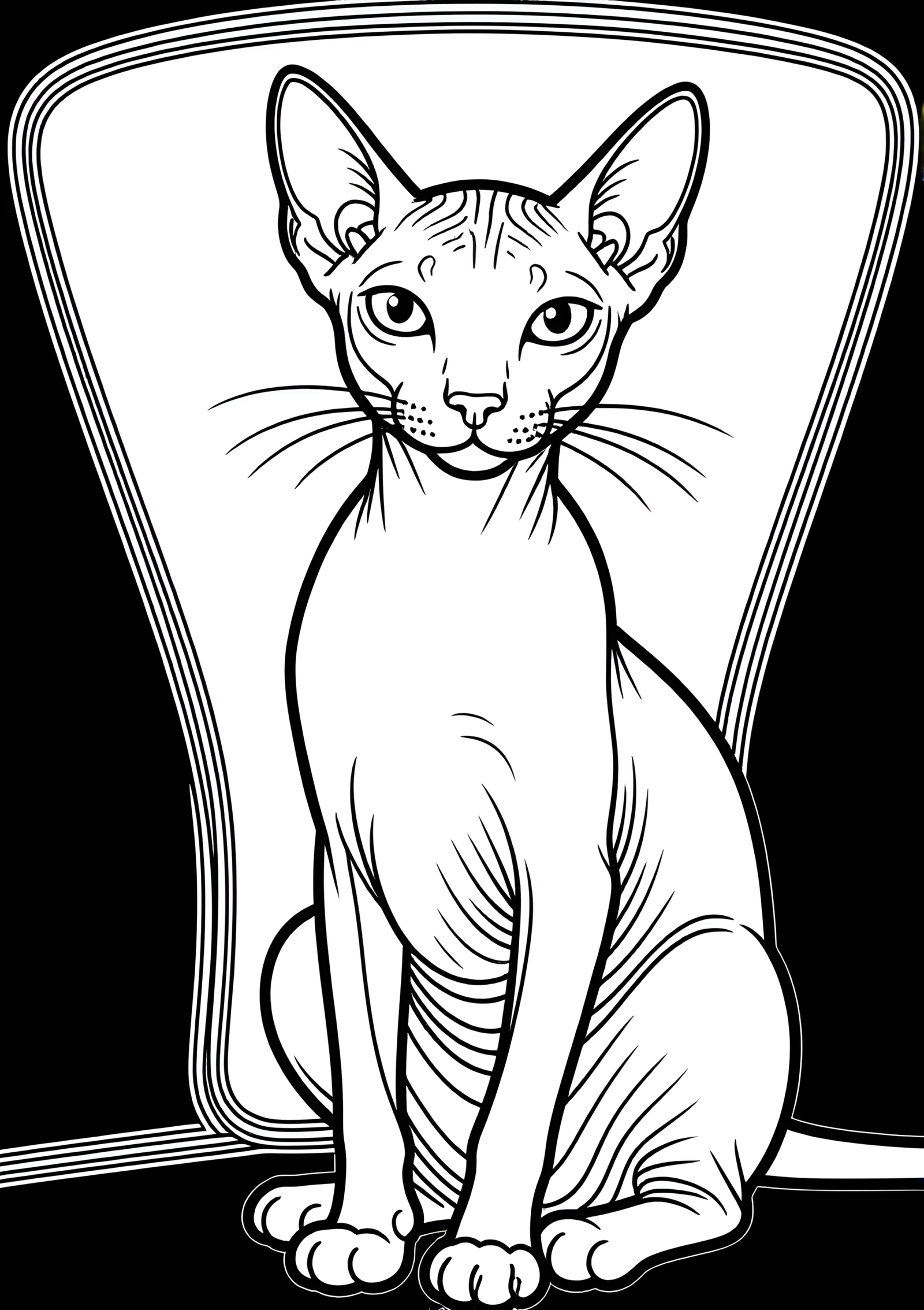 Coloriage Chat Peterbald Illustration À Colorier Simple, variante 2
